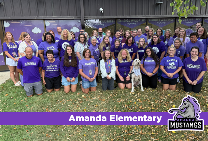 photo of Amanda Elementary staff outside of the school